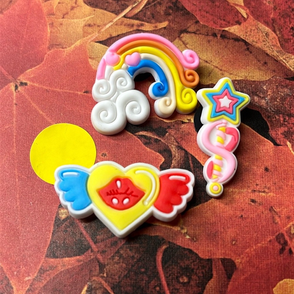 5for$10 Cute Rainbow, Heart, Magic Wand Croc Charms Croc Shoe Accessories NWOT